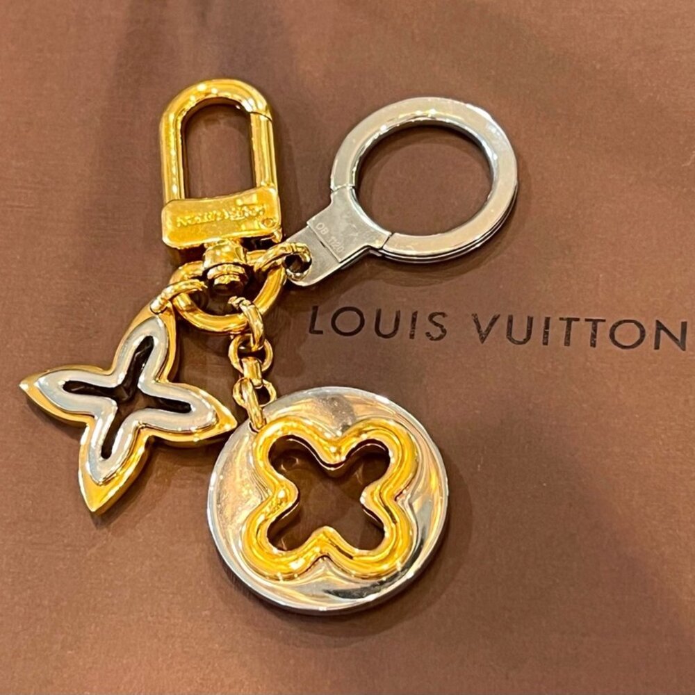 LOUIS VUITTON Porte Cles Insolence Key Ring Bag Charm Silver & Gold LV COA Box